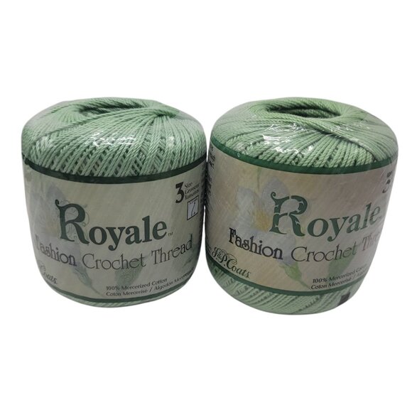 Royale Fashion Crochet Thread Size 3 Sage Set of 2 Cotton 150 Yd/each - Picture 1 of 8